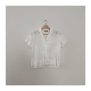 everlane boxy linen button up top